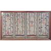 Image 1 : Four Greek embroidered panels, each having a gold metal thread, spangled border, framed together,...