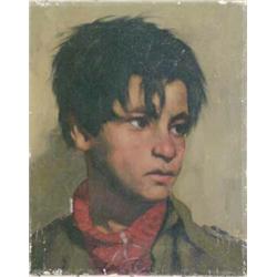 Italian School unframed oil on canvas, Portrait of a boy, 12 x 9.5 ins....