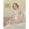 Image 1 : Franco Matania (1922-) oil on board, Nude seated on a bed, signed, 11.5 x 9 ins....