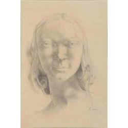 Attributed to Derwent Lees (1885-1931) pencil, Study of a womans head, signed, 9.5 x 6.5 ins....