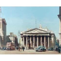 Frank Wootton (1914-1998) gouache, The Royal Exchange, signed, 19.5 x 24.5 ins....