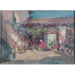 G Salonghi oil on board, Italian courtyard, signed and dated 1927, 10.5 x 14.5 ins....