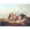 Image 1 : Thomas Sidney Cooper (1803-1902) oil on canvas, Cattle and sheep in a landscape, signed and dated...