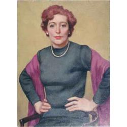 Charles H H Burleigh (1869-1956) unframed oil on canvas, Portrait of Averil Burleigh, signed, 24...