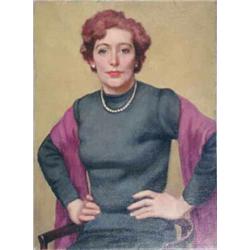 Charles H H Burleigh (1869-1956) unframed oil on canvas, Portrait of Averil Burleigh, signed, 24...