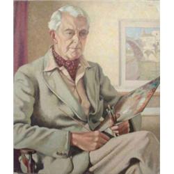 Veronica Burleigh (1909-) unframed oil on canvas, Portrait of C H H Burleigh, signed, 30 x 25.5 i...