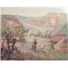 Image 1 : Reginald St Clair Marston (1886-1943) unframed oil on canvas, Shepherdess with town and river bey...