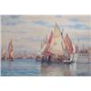 Image 1 : Frederick James Aldridge (1850-1933) watercolour, Shipping at anchor, Venice beyond, signed, 14 x...