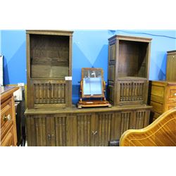 THREE PIECE OAK CABINET SET