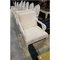 WHITE UPHOLSTERED PARLOUR CHAIR