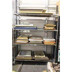 LARGE ROLLING RACK FULL OF MISC PICTURES - RACK NOT INCLUDED