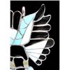 Image 3 : Zuni Inlaid Mosaic Silver Hawk Brooch Pendant