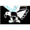 Image 4 : Zuni Inlaid Mosaic Silver Hawk Brooch Pendant