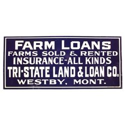Original Westby Montana Farm Loans Sign Early 1900