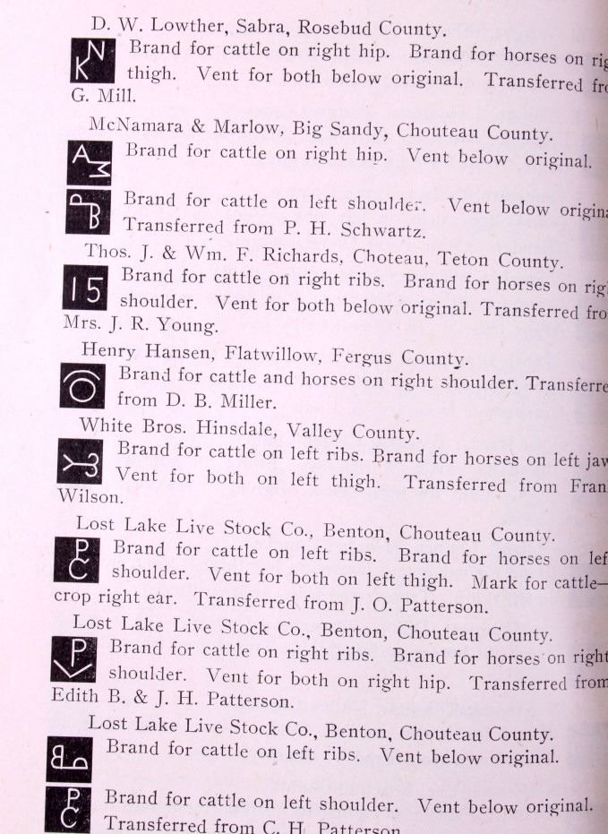 1906 Montana Livestock Brand Book