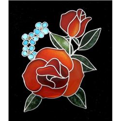 Zuni Inlaid Precious Stone Sterling Rose Brooch