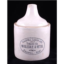 Kalispell Liquor and Tobacco Stoneware Jug Montana