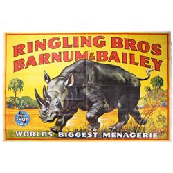 Ringling Brothers Circus Canvas Banner circa 1947