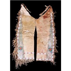 Crow Beaded & Polychrome Painted Leggings c. 1933