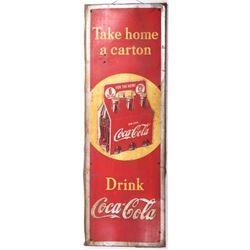 Coca-Cola Carton Embossed Sign circa 1938