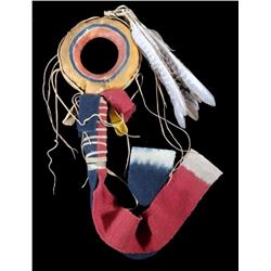 Gros Ventre Star Dance Parfleche Rattle 1850-1890