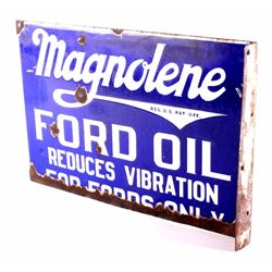 Magnolene Ford Oil Porcelain Flanged Sign 1912