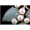 Image 5 : Exceptional Ming's Jade & Pearl 14k Gold Brooch