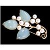 Image 9 : Exceptional Ming's Jade & Pearl 14k Gold Brooch