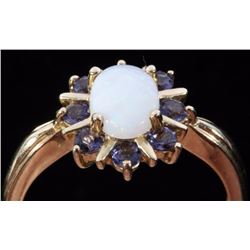 10K Gold Opal & Blue Sapphire Ring