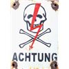 Image 2 : WWII German Achtung Porcelain Skull & Bones Sign