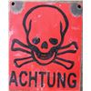 Image 2 : WWII German Achtung Porcelain Skull & Bones Sign