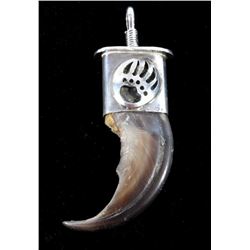 Navajo Large Bear Claw & Silver Pendant