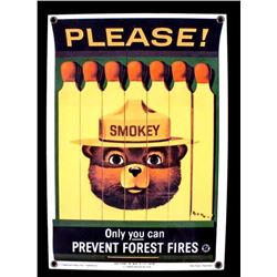 Smokey Bear U.S. Forest Service Porcelain Sign