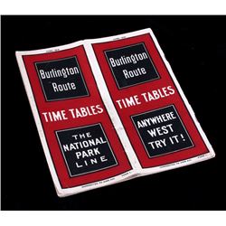 Burlington Route National Park Line Time Tables