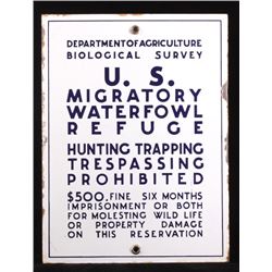 USDA Migratory Waterfowl Refuge Porcelain Sign