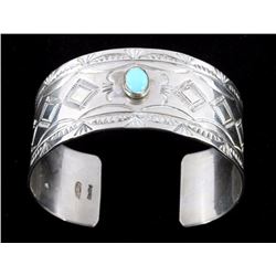 Navajo Turquoise & Silver Concho Pattern Bracelet