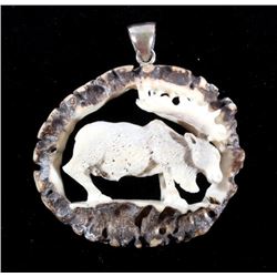 Montana Carved Elk Antler Burl Moose Pendant
