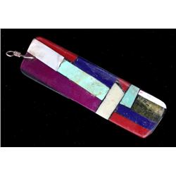 Zuni Mosaic Inlaid Semi-Precious Stone Pendant