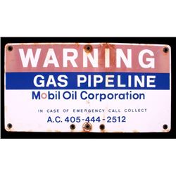 Mobil Oil Porcelain Gas Pipeline Sign