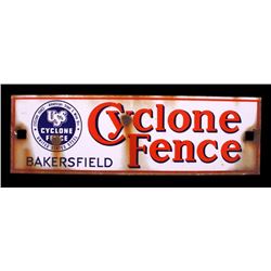 Cyclone Fence Porcelain Sign