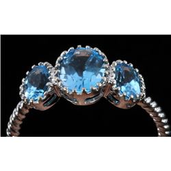 14k White Gold & Blue Topaz Ring