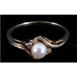 10k Gold & Natural Pearl Solitaire Ring
