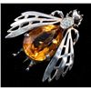 Image 3 : Reja Art Deco Sterling & Gold Citrine Insect Pin