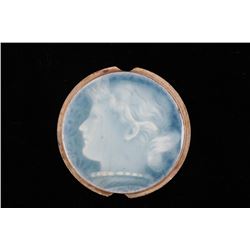 Antique Pottery Lid Cameo