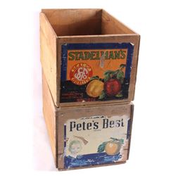 Two Vintage Wooden Apple Crates
