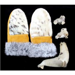 Eskimo Inuit Seal Fur Gloves & Stuffed Seals