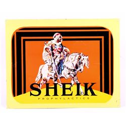 Shiek Prophylactics Tin Advertising Sign