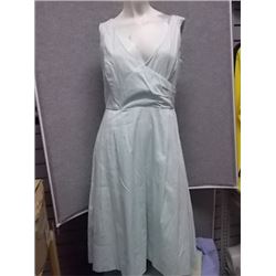 DRESS - NEW - ISSAC MIZRAHI - AQUA AND WHITE - SZ 6 - DESIGNER PRINT - COTTON