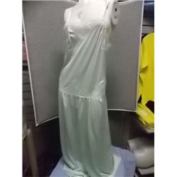 LINGERIE - FRENCH MAID - AQUA - MED - LONG WITH V LACE IN FRONT