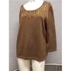 SWEATER - NEW - ALISON DALEY - RUST - MED - SPARKLE LONG SLEEVE